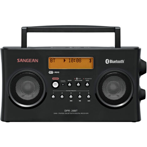 Sangean DPR-26 BT Kofferradio DAB+, UKW AUX, Bluetooth®  Akku-Ladefunktion Schwarz