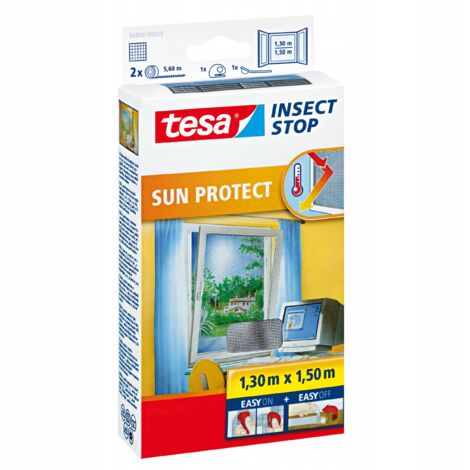 tesa Insektenschutz-Fenster SUN PROTECT 130 x 150 cm anthrazit Insektenschutzgitter (1/5)