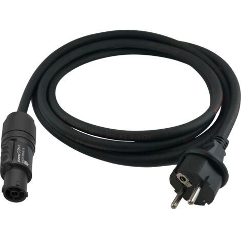 Bachmann Anschlusskabel Schwarz 2 M – Schutzkontakt, H05VV-F 3G1,5mm², Mit Winkelstecker