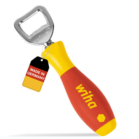 Wiha Flaschenöffner SoftFinish® Werkzeuggriff, Geschenk für Männer, Bieröffner, Kapselheber, Kneipe und Küche, Männergeschenk für Vatertag (04703)