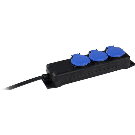 Bachmann Steckdosenleiste Außen 5-fach IP44 - 4,5m Kabel Schwarz/Blau