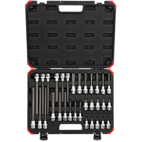 GEDORE K 1900-018 Slagschroevendraaierset, 18-delig, 1/2 inch, timing en tegen de tijd, slagschroevendraaierset met bits, voor gebruik met hamer, K 1900-018
