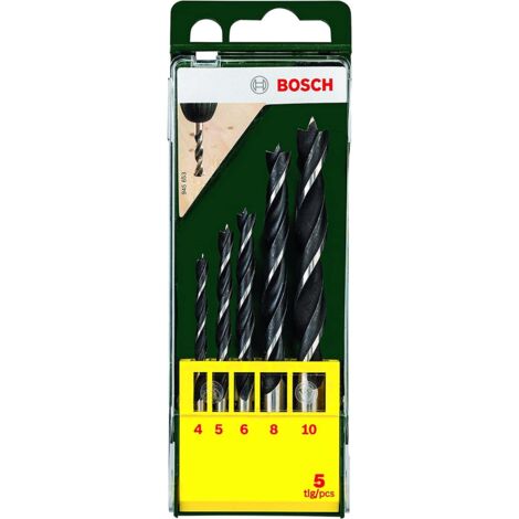 Bosch Accessories 2607019440 Holz-Spiralbohrer-Set 5teilig 4 mm, 5 mm, 6 mm, 8 mm, 10 mm Zylindersc