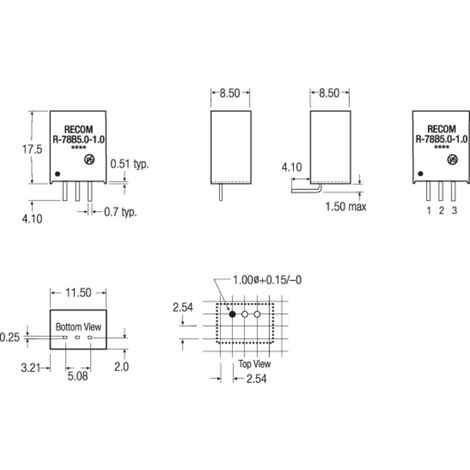 Convertisseur DC/DC RECOM R-785.0-1.0 - Entrée 6.5-18V / Sortie 5V 1A 5W - Module Non Isolé SMD