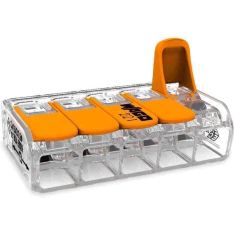 WAGO 221-615 221 Verbindungsklemme flexibel: 0.5-6 mm² starr: 0.5-6 mm² Polzahl: 5 6 St. Transparent