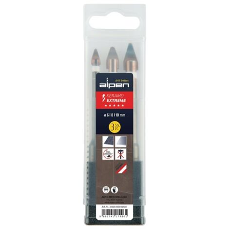 Alpen Keramo extreme Box 0000300003100 Glasbohrer-Set  6 mm, 8 mm, 10 mm  Zylinderschaft 1 St.