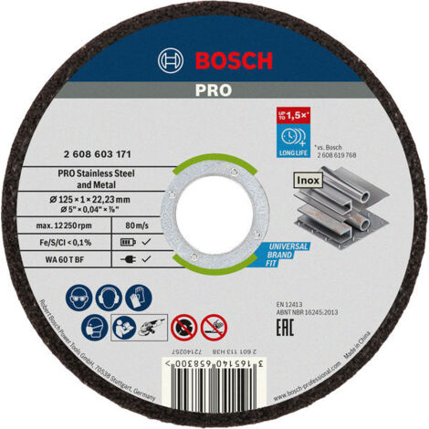 Bosch Trennscheibe gerade Standard for Inox - Rapido WA 60 T BF, 125 mm, 22,23 mm, 1,0 25 Stk