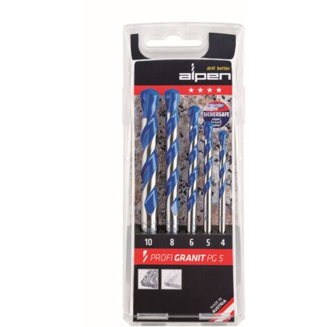 Alpen  25700005100  Granitbohrer-Set 5teilig 4 mm, 5 mm, 6 mm, 8 mm, 10 mm  Zylinderschaft 1 Set