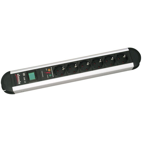 Bachmann 331013 Überspannungsschutz-Steckdosenleiste 6fach Aluminium, Schwarz Schutzkontakt 1 St. (1/4)