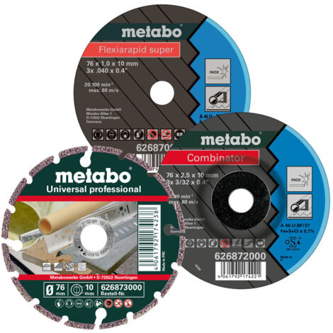 Metabo – Fächerschleifscheiben Set von 3 für Winkelschleifer Ø 76 mm – Körnung A 46-U – Für Edelstahl und Hartholz – 626879000 (1/4)