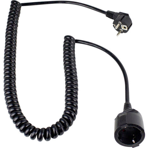 AS Schwabe 70410 Strom Verlängerungskabel  16 A Schwarz 2.50 m H05VV-F 3G 1,5 mm² Spiralkabel