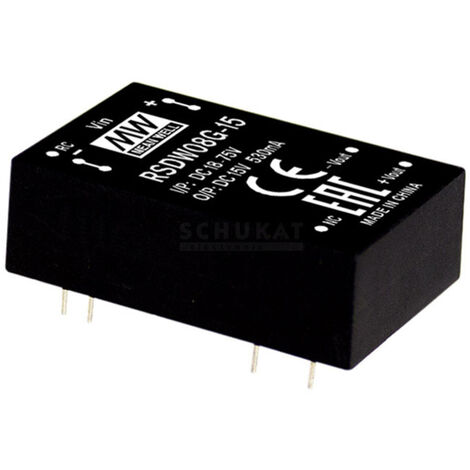 Mean Well RDDW08F-05 DC/DC-Wandlermodul   800 mA 8 W Anzahl Ausgänge: 2 x Inhalt 1 St.