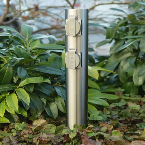 Heitronic 35104 Gartensteckdose 4fach Edelstahl erhöhter Berührungsschutz