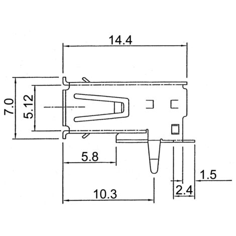USB-Einbaubuchse-SMD 2.0 Buchse, Einbau horizontal TC-A-USB B/SMT