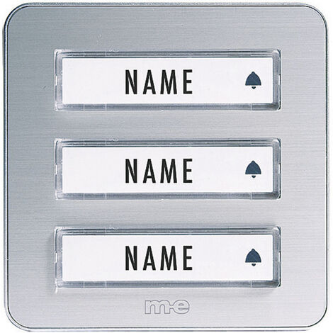 Klingelplatte mit Namensschild 3fach – Witterungsbeständig IP44 – Aufputzmontage – Silber – 12V/1A – Maße 90x90x19mm – M-E Modern-Electronics (1/4)