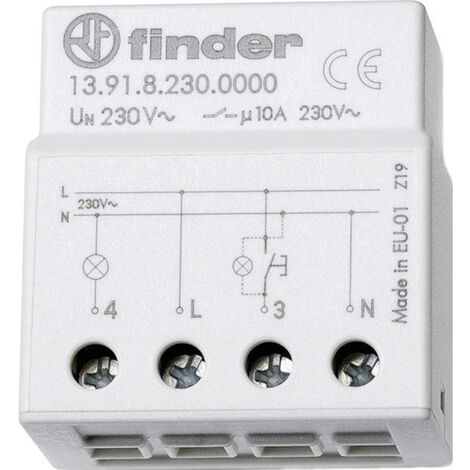 Stromstoß-Schalter Auf-/Unterputz Finder 13.91.8.230.0000 1 Schließer 230 V/AC 10 A 2300 VA  1 St.