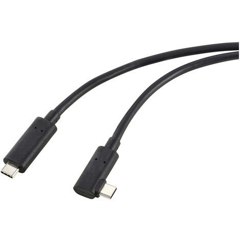 Renkforce Glasfaser USB-C® Kabel USB 3.2 Gen2 USB-C® Stecker einseitig gewinkelt 10.00 m Schwarz  RF