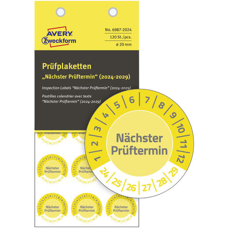 30 Stück Prüfplaketten 2029-2034 - Selbstklebend 20mm Türkis