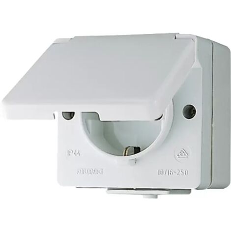 Jung Steckdose 1-fach grau glänzend AP Klappd IP44 WG 600 620 WX (1/2)