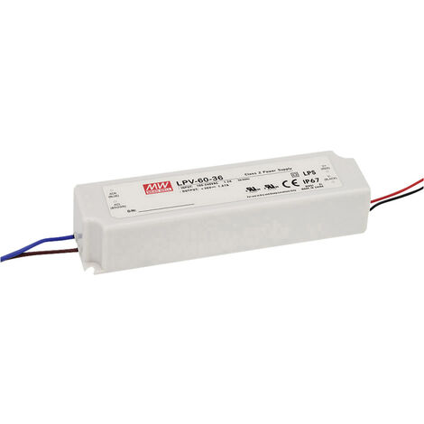 Mean Well LPV-60-24 LED-Trafo Konstantspannung 60 W 0 - 2.5 A 24 V/DC nicht dimmbar, Überlastschutz