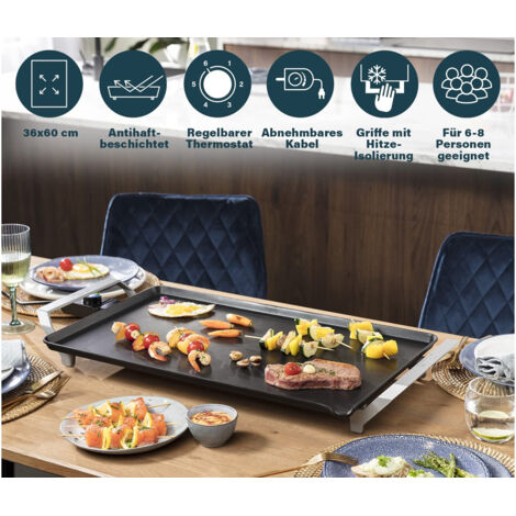 Princess Premium XXL Elektro Grill mit Standfuß, mit manueller Temperatureinstellung  Schwarz, Silbe