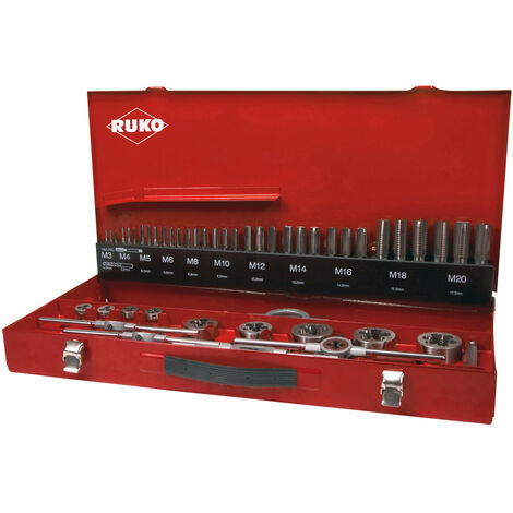 RUKO 245040  Maschinengewindebohrer-Set 54teilig  metrisch M3, M4, M5, M6, M8, M10, M12  Rechtsschne