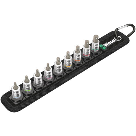 Set mit 9 Zyklop-Bit-Steckschlüsseleinsätz 1/4" mit Haltefunktion WERA Belt A Imperial 1
