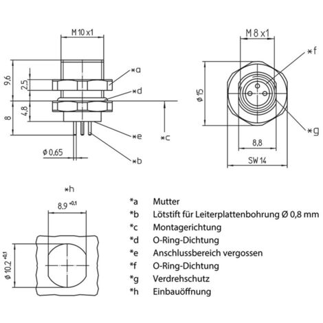 M8 Steckverbinder 4-polig IP67 - Wasserdichter Luftfahrt-Stecker