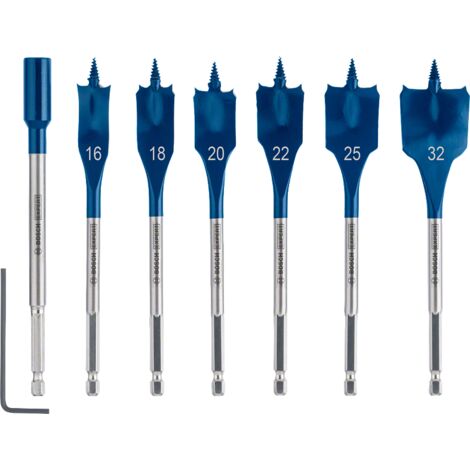 Bosch Accessories 2608900334 Holz-Fräsbohrer-Set 16 mm, 18 mm, 20 mm, 22 mm, 25 mm, 32 mm Gesamtläng