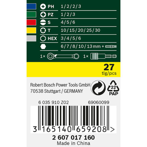 Bosch Accessories Promoline Steckschlüsselsatz metrisch 1/4" (6.3 mm) 27teilig 2607017160 (1/5)