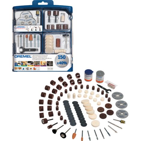 Dremel SC724 EZ SpeedClic 150tlg. Mehrzweck Zubehör Set (150 Dremel Zubehöre zum Schleifen, Schneiden, Schärfen, Polieren, Reinigen, Gravieren, Schneiden)