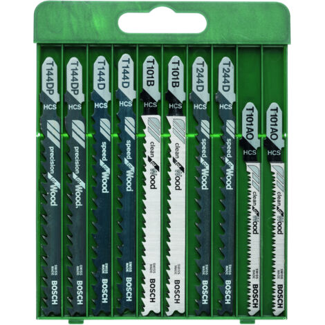 Bosch 10tlg. Stichsägeblatt-Set T-Schaft T 144 D (2x) T 244 D (2x) T 101 B (2x) T 101 AO (2x) T 144 DP (2x)
