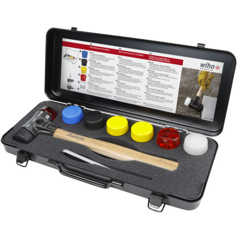 Wiha Schonhammer Set Safety (44008) Gummihammer mit gemischten Schlagköpfen 8-tlg. in Box
