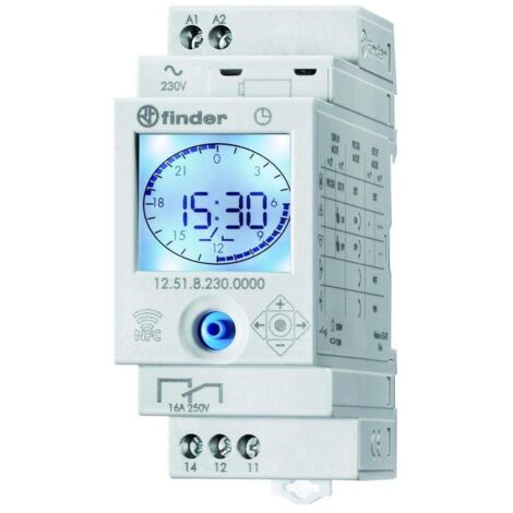 Finder 12.51.8.230.0000 Zeitschaltuhr für Hutschiene 230 V/AC Tagesprogramm, Wochenprogramm