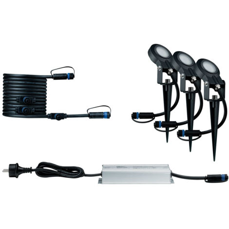 Paulmann Sting 93696 Beleuchtungssystem Plug & Shine  LED-Gartenstrahler-Starter-Set  3er Set LED 18