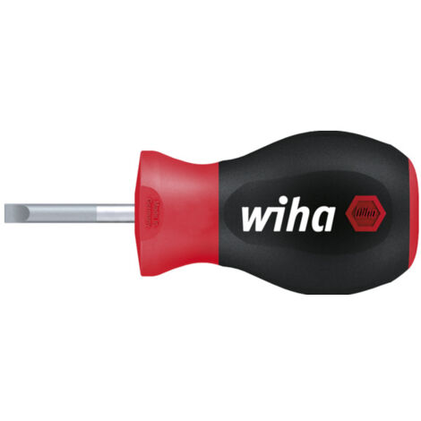 Wiha Schraubendreher SoftFinish® Schlitz mit kurzer Rundklinge, Stubby 5,5 mm x 25 mm (26965)