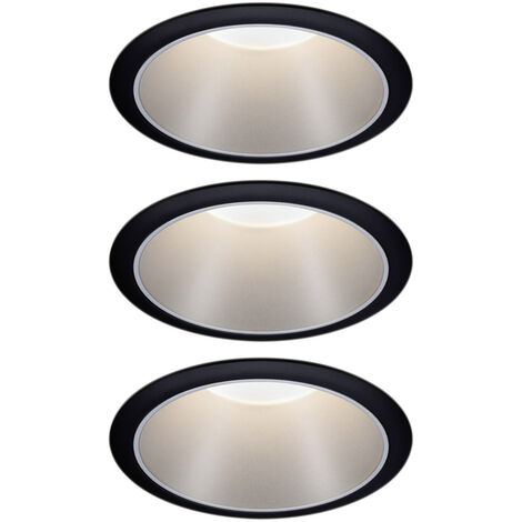 Paulmann 93408 Cole Coin Einbauleuchte 3er Set LED 18 W Schwarz, Silber