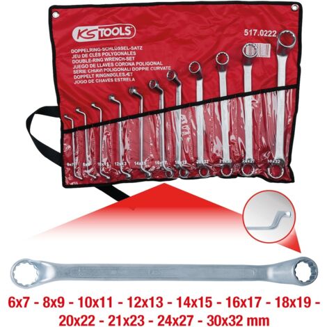 KS Tools CLASSIC Doppel-Ringschlüssel-Satz, gekröpft, 11-teilig 6-32mm