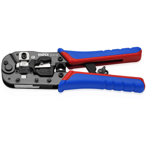 KNIPEX 97 51 13 Crimpzange für RJ45-Westernstecker mit Mehrkomponenten-Hüllen brüniert 190 mm