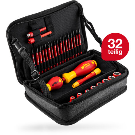 Wiha Elektriker Werkzeug Set slimVario® electric (43465) 32-tlg. I Bits + Steckschlüsselsätze + Schraubendrehergriffe I gemischt in Werkzeugtasche (1/5)