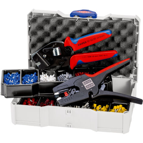 KNIPEX 97 90 17 Crimp-Sortiment für Aderendhülsen 1 x 12 42 195, 1 x 97 53 0, 8 x Aderendhülsen Sets 265 mm