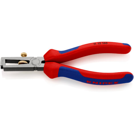 KNIPEX 11 12 160 Abisolierzange universal mit Mehrkomponenten-Hüllen schwarz atramentiert 160 mm