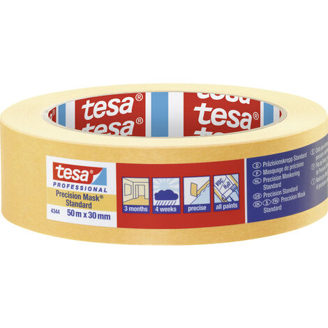 TESA 04344-00002-00 Präzisionskrepp 4344 Standard glatt hellbeige Länge 50 m Bre