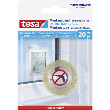 tesa Montageband 1,5 m x 19 mm transparent Klebeband doppelseitig Montage Band