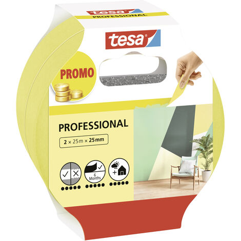 tesa Professional 56212-00000-02 Malerabdeckband  Gelb (L x B) 50 m x 25 mm 2 St.