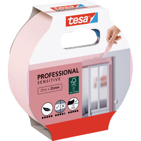 tesa Malerband Tapeten 25 m x 38 mm, rosa Kreppband