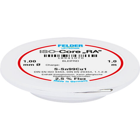 Felder ISO-Core "RA" Sn99Cu1 Lötzinn, bleifrei Spule Sn99,3Cu0,7   1 mm