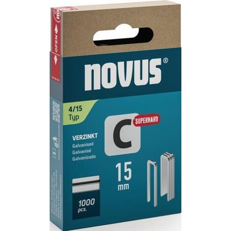 Novus Tools 042-0801 Schmalrückenklammern Typ 4 1000 St. Abmessungen (L x B) 15 mm x 6.1 mm