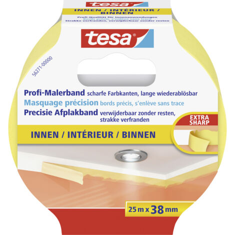 tesa Profi-Malerband Innen 25 m x 38 mm, gelb Kreppband