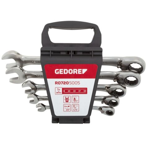 Gedore RED 3300872 R07205005 Maul-Ringratschenschlüssel-Satz 5teilig Schlüsselweite (Metrisch) 07 - (1/5)